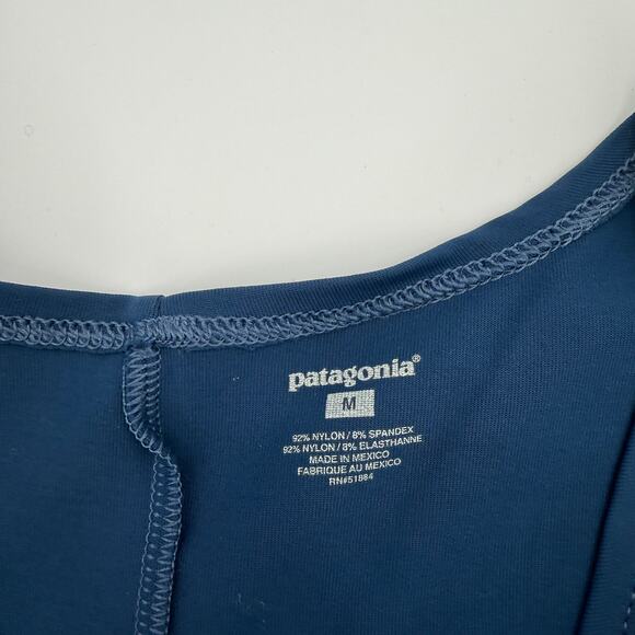 PATAGONIA Womens Twist Front Midi Dress Size M Blue Sleeveless Nylon Jersey - Picture 4 of 7